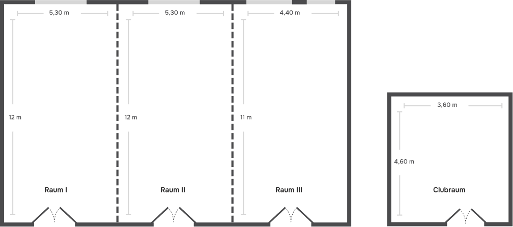 Skizze des Raumplans für Tagungen und Feiern.
